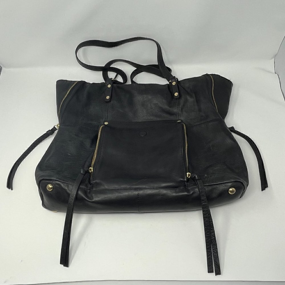 Kooba Everette tote shoulder bag black leather gold hardware women - Picture 3 of 15